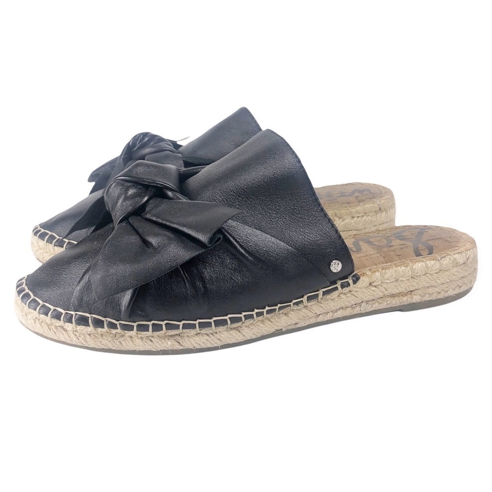 Sam Edelman Leather Black Lynda Bow Espadrille Slip On Shoes Women’s Size 7.5